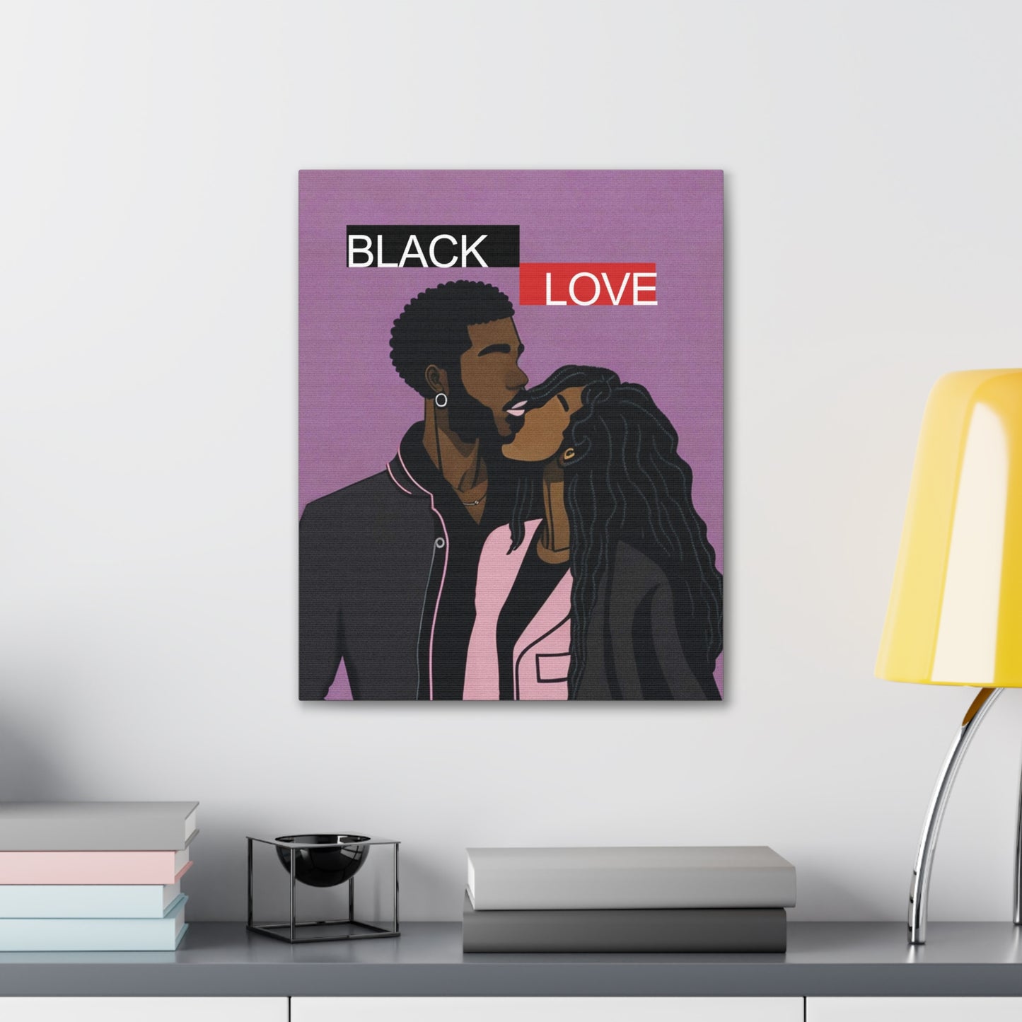 Couple's Embrace Wall Art | 16"x20" Canvas Celebrating Black Love and Unity