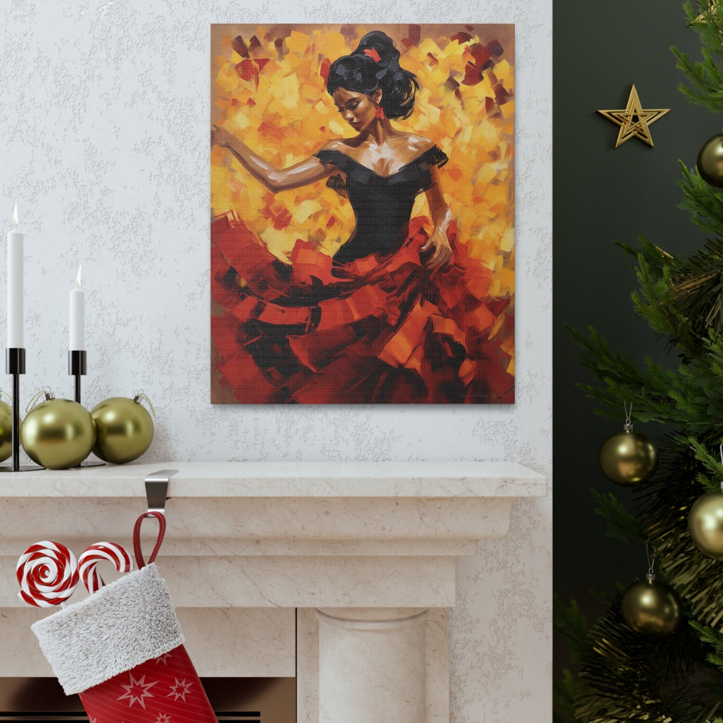 Elena - Flamenco Grace in Motion Canvas Artwork