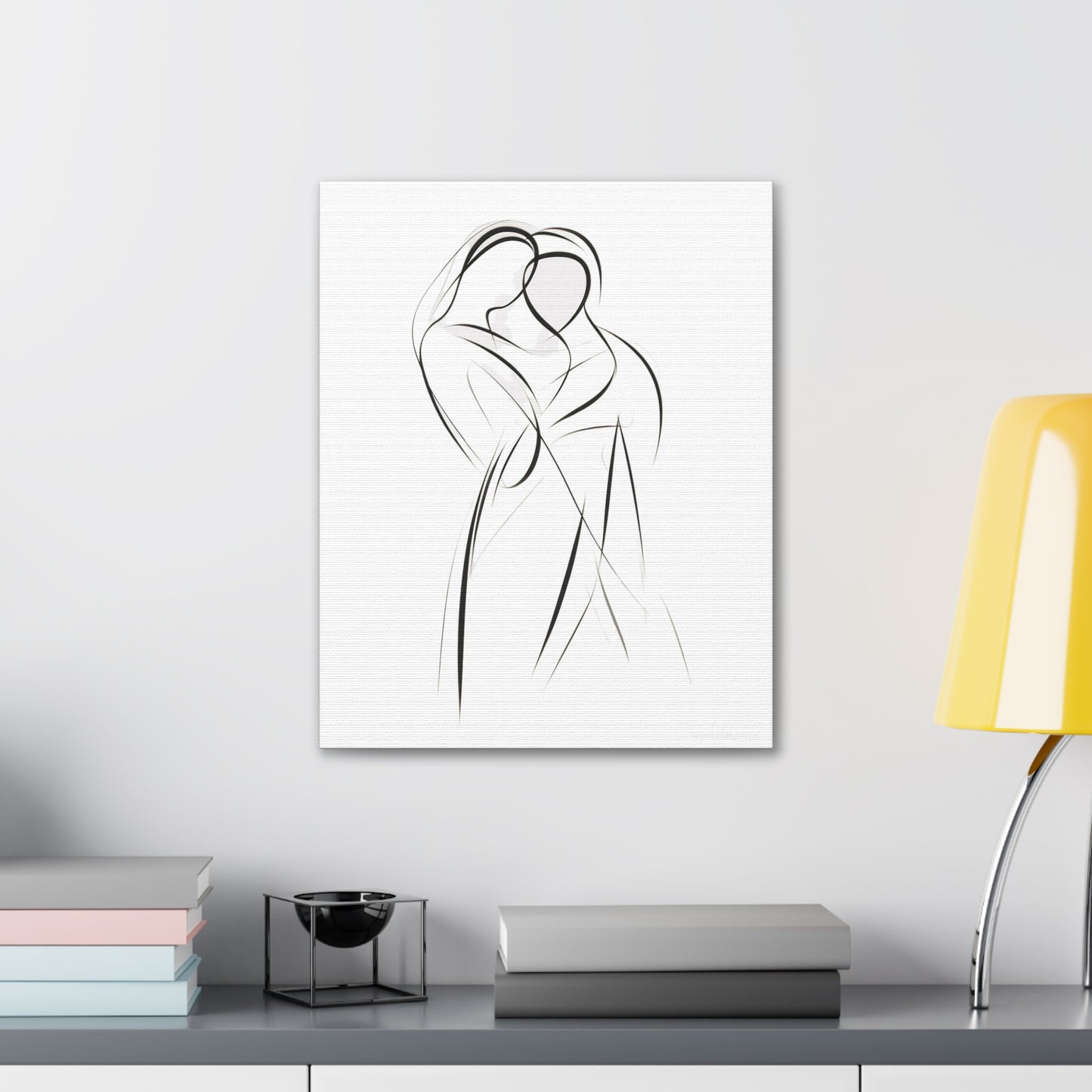 Lovers' Silhouette - Passionate Connection Drawing Canvas Piece