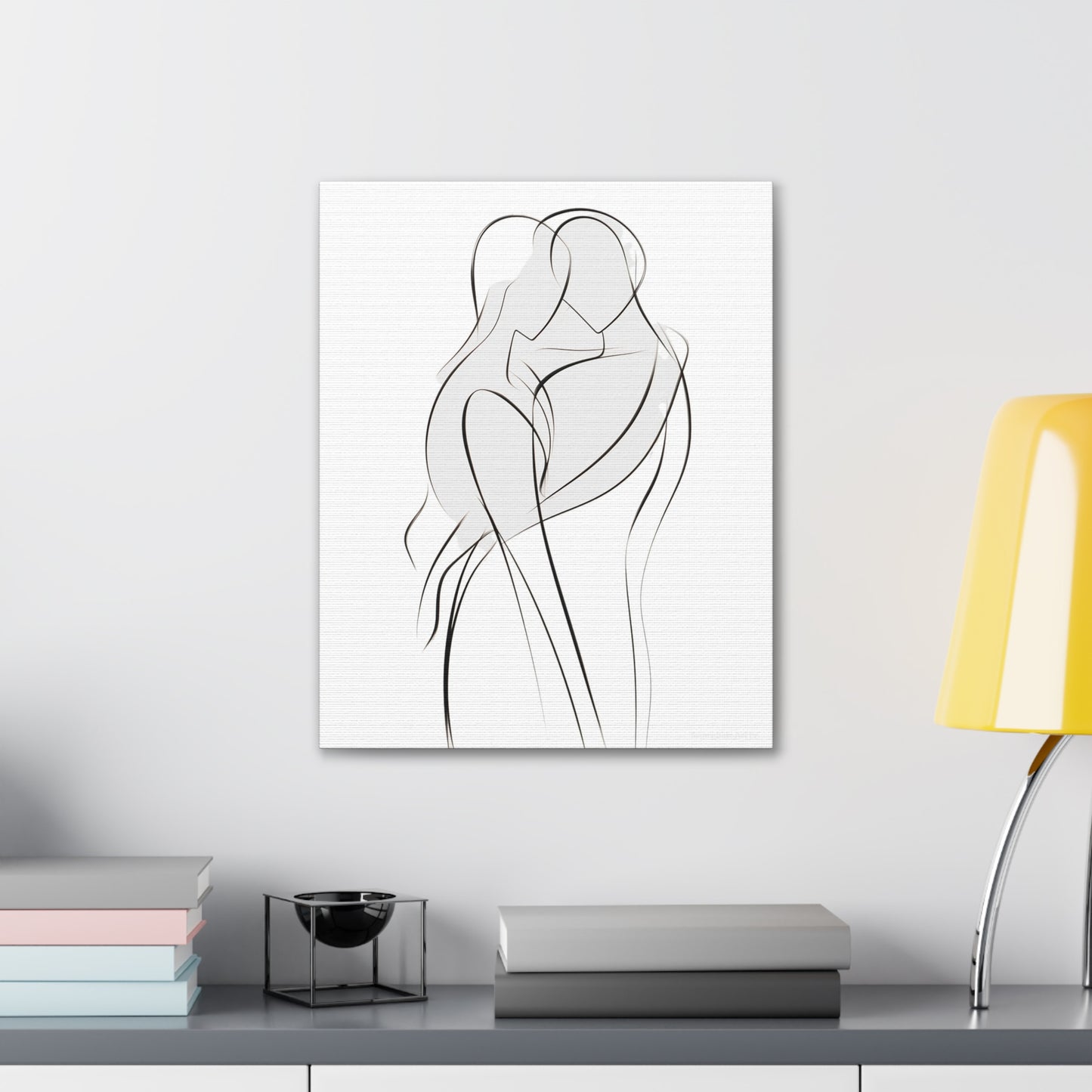 Serenade of Lines - Passionate Connection Drawing Canvas Piece