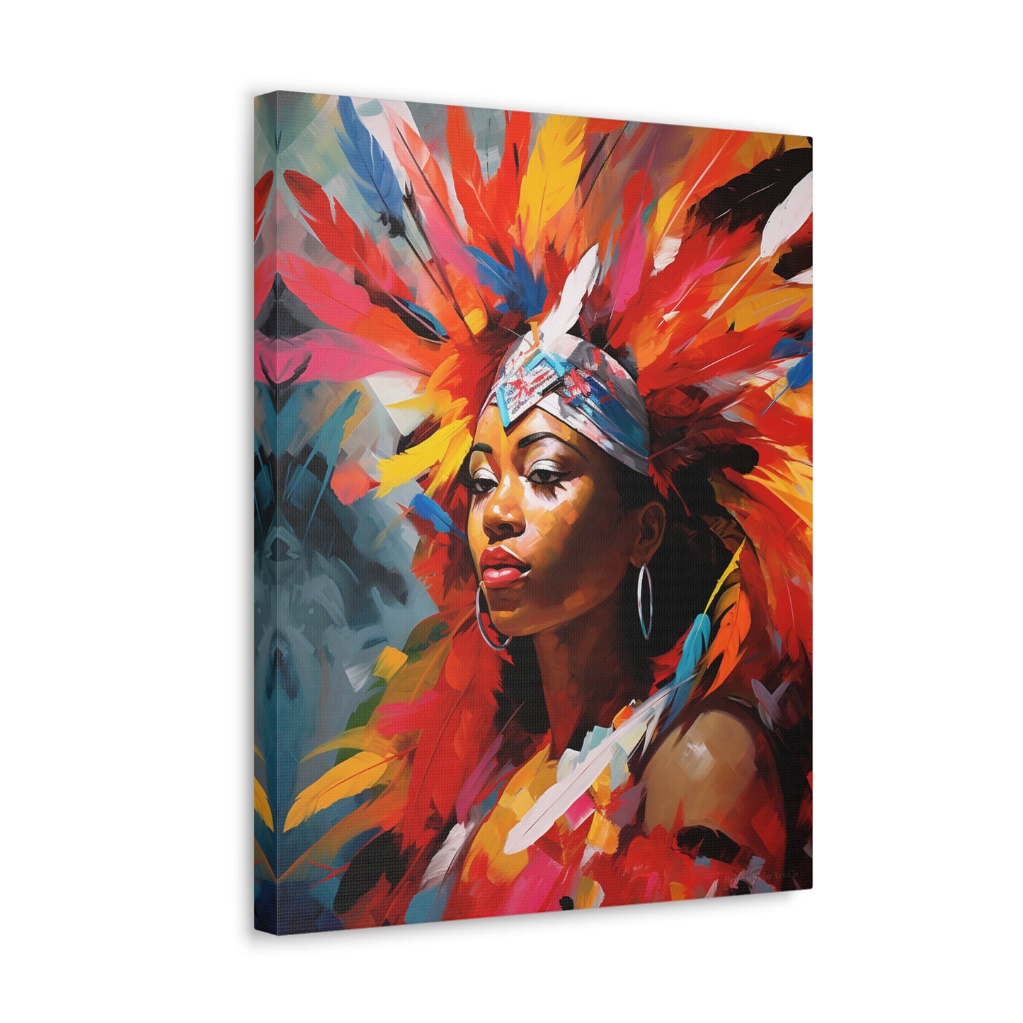 Feathers and Festivity - Carnival Costume Couture Canvas Art