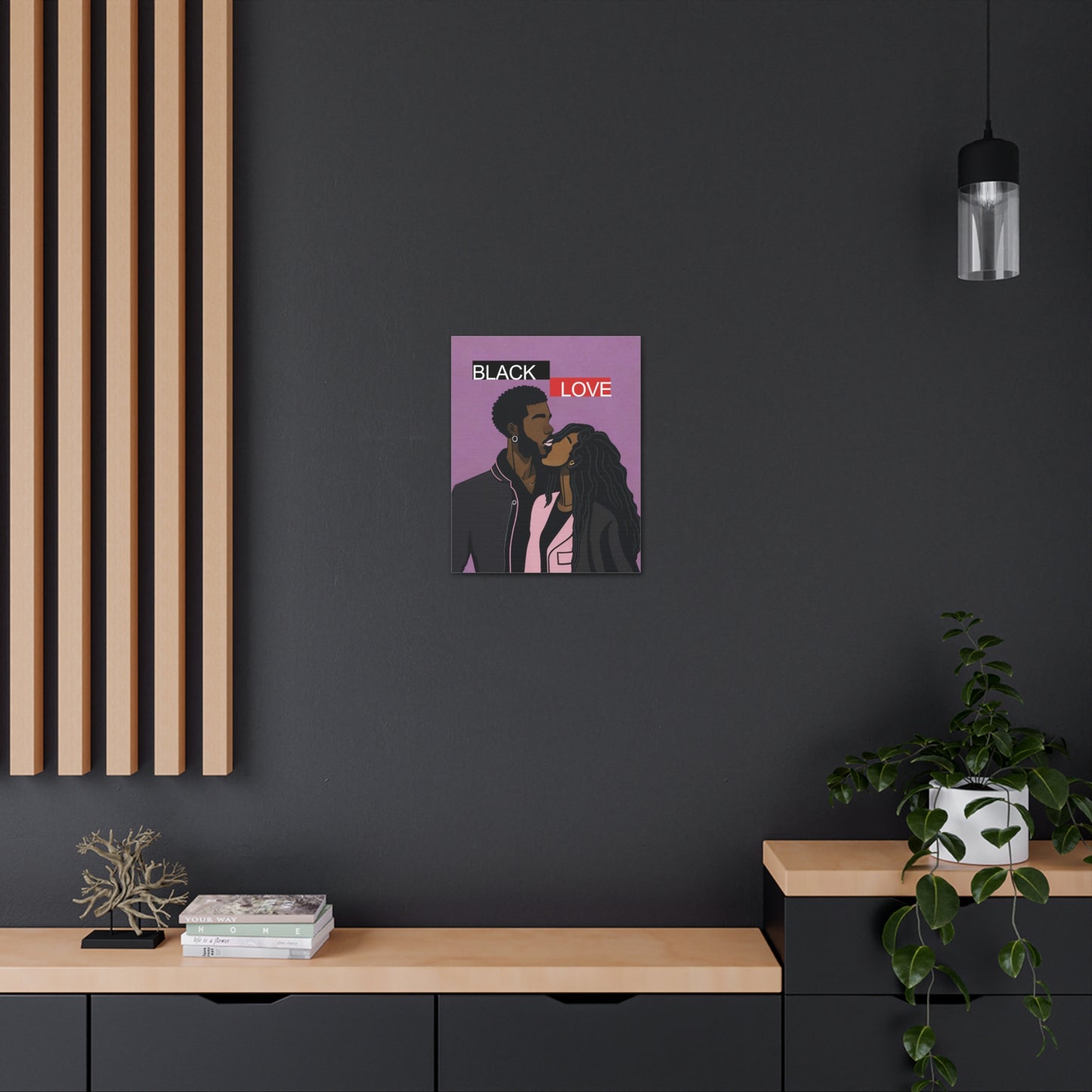 Couple's Embrace - Romantic Black Love Canvas Art for Your Home