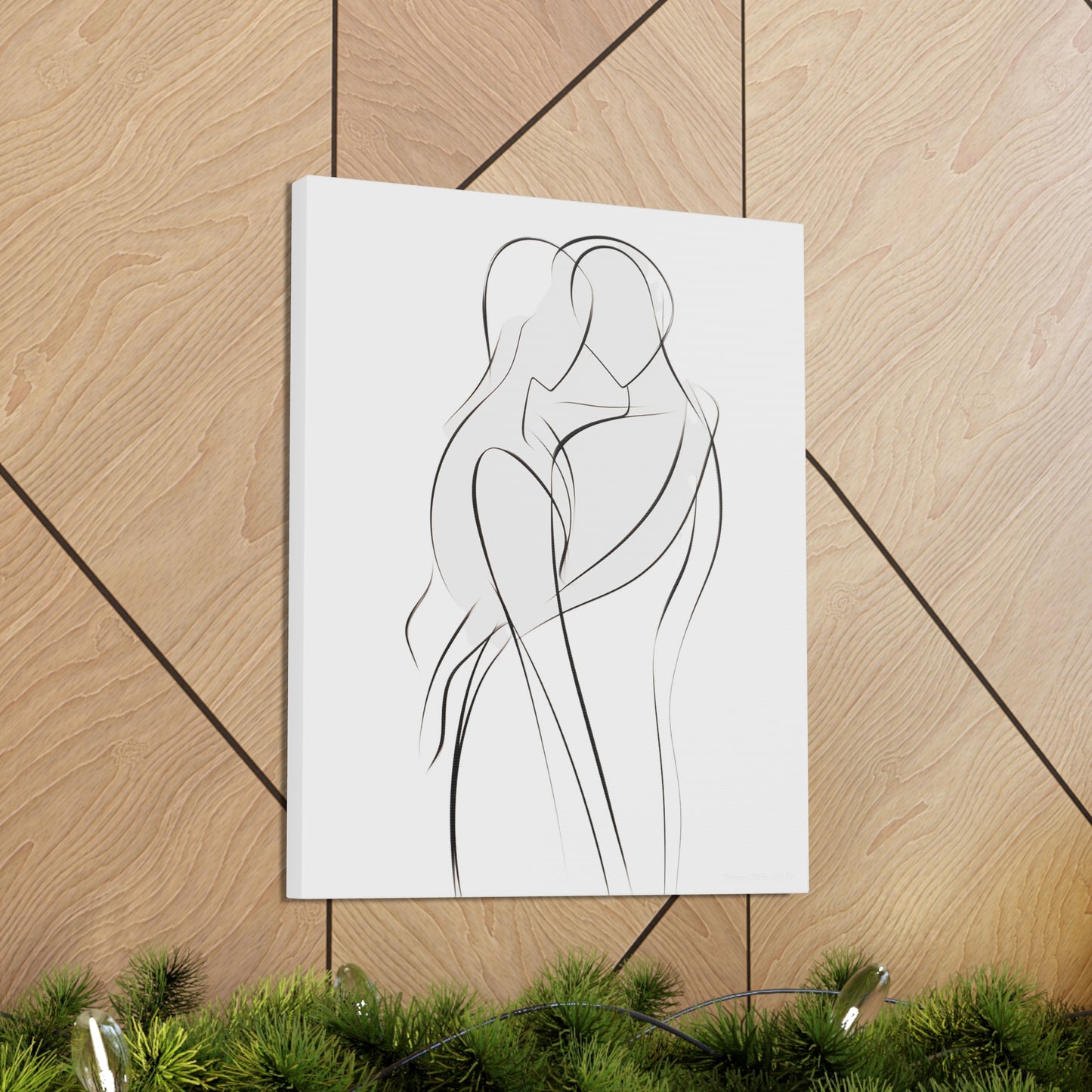 Serenade of Lines - Passionate Connection Drawing Canvas Piece