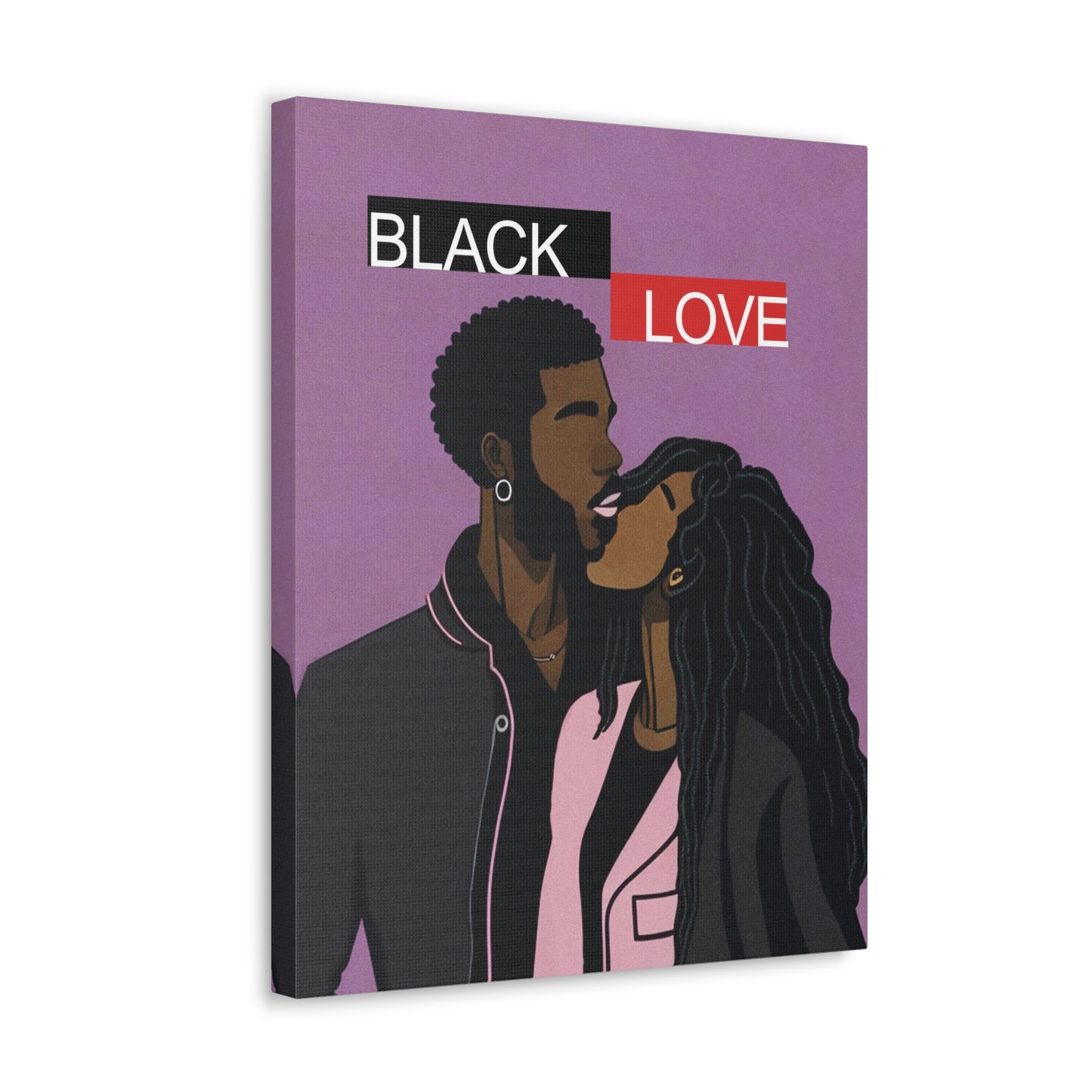 Couple's Embrace Wall Art | 16"x20" Canvas Celebrating Black Love and Unity