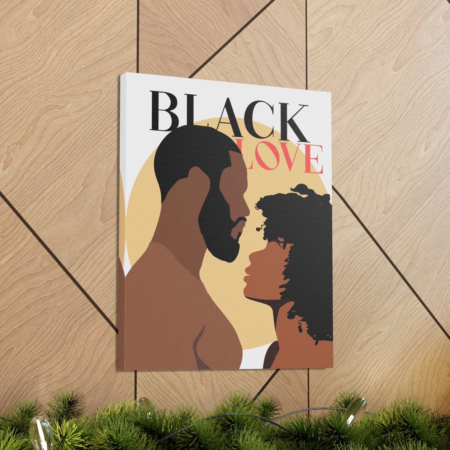 Soulmates Embraced Black Love Wall Art | 16"x20" Afrocentric Romantic Canvas Print