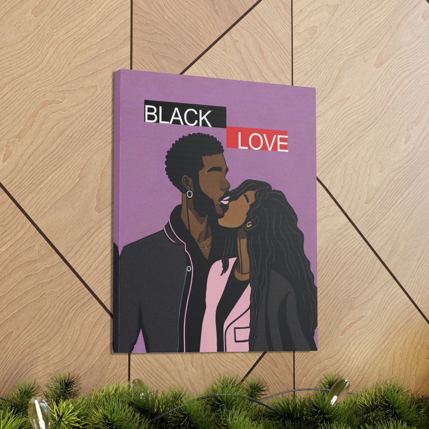 Couple's Embrace - Romantic Black Love Canvas Art for Your Home