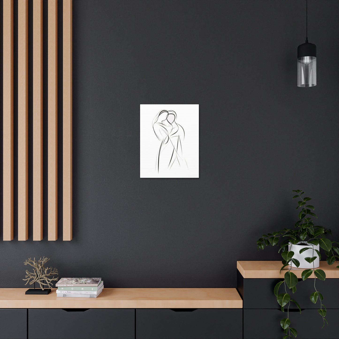 Lovers' Silhouette - Passionate Connection Drawing Canvas Piece