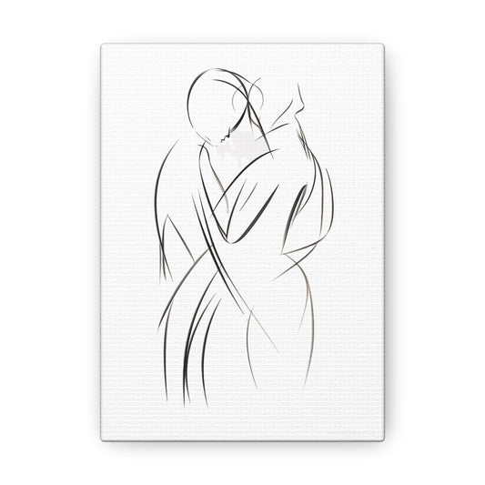 Eternal Embrace - Timeless Romantic Line Art for Elegant Home Decor