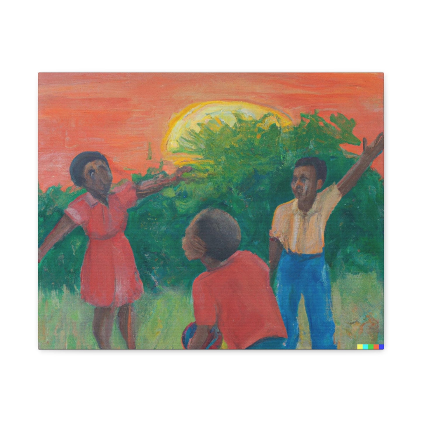 Kids Playing Airplane Wall Art | 20"x16" Afrocentric Children's Joy Canvas Print