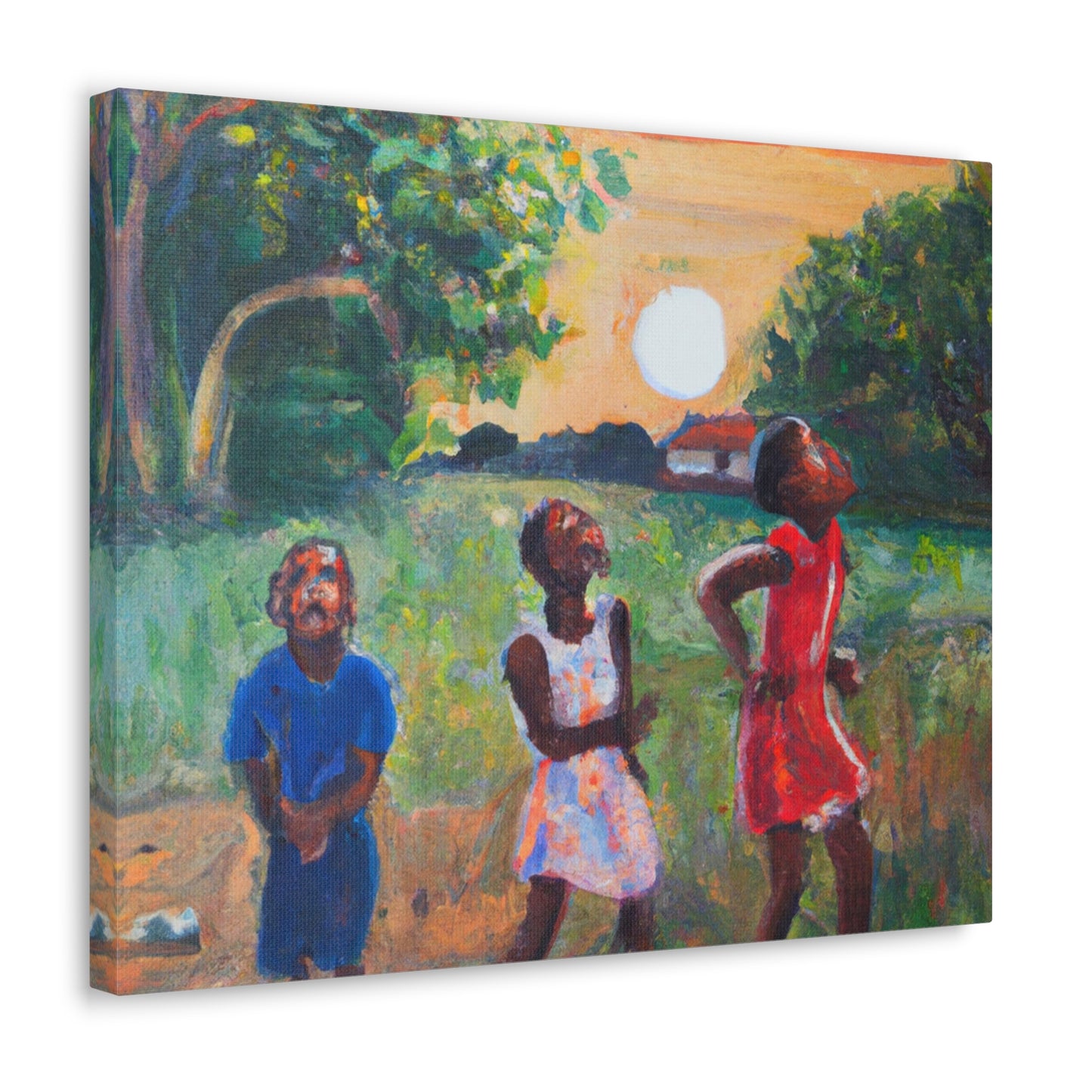 Catching Fireflies - Whimsical Childhood Scene Canvas Wall Art