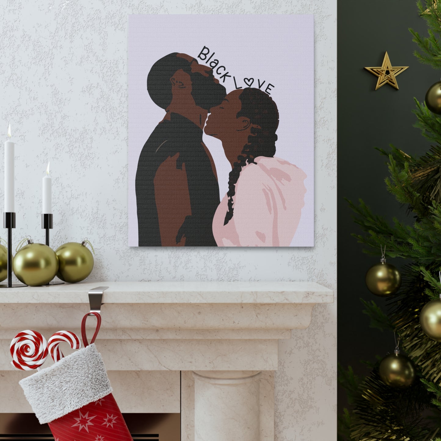 Melanin Love Wall Art | 16"x20" Afrocentric Black Couple Canvas Print