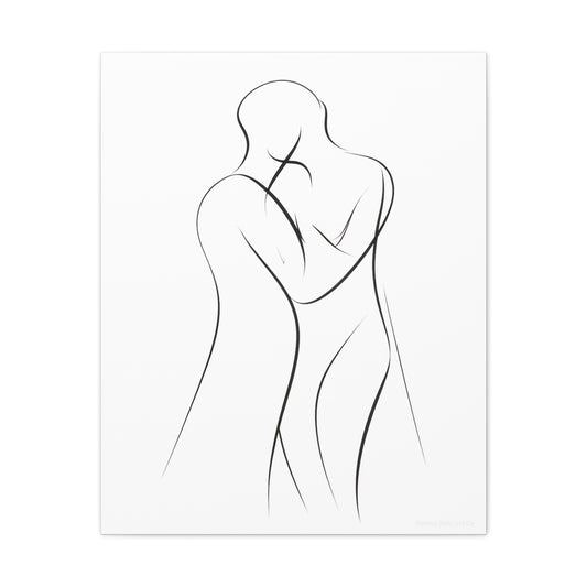 Embraced in Lines Wall Art | 20"x16" Minimalist Romantic Couple Canvas Print