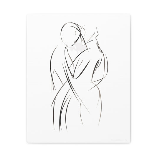 Eternal Embrace - Affectionate Contour Art Canvas Piece