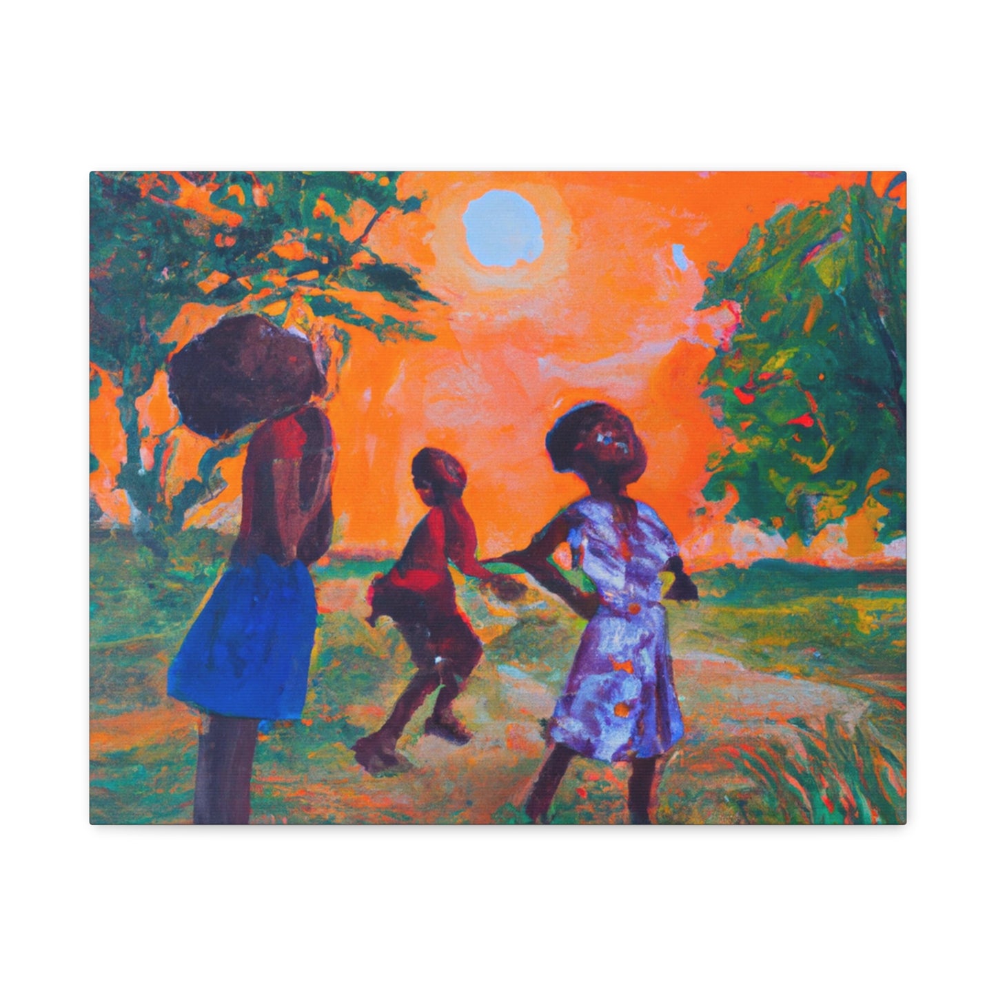 Children Playing Tag - Nostalgic Playtime Canvas Wall Art