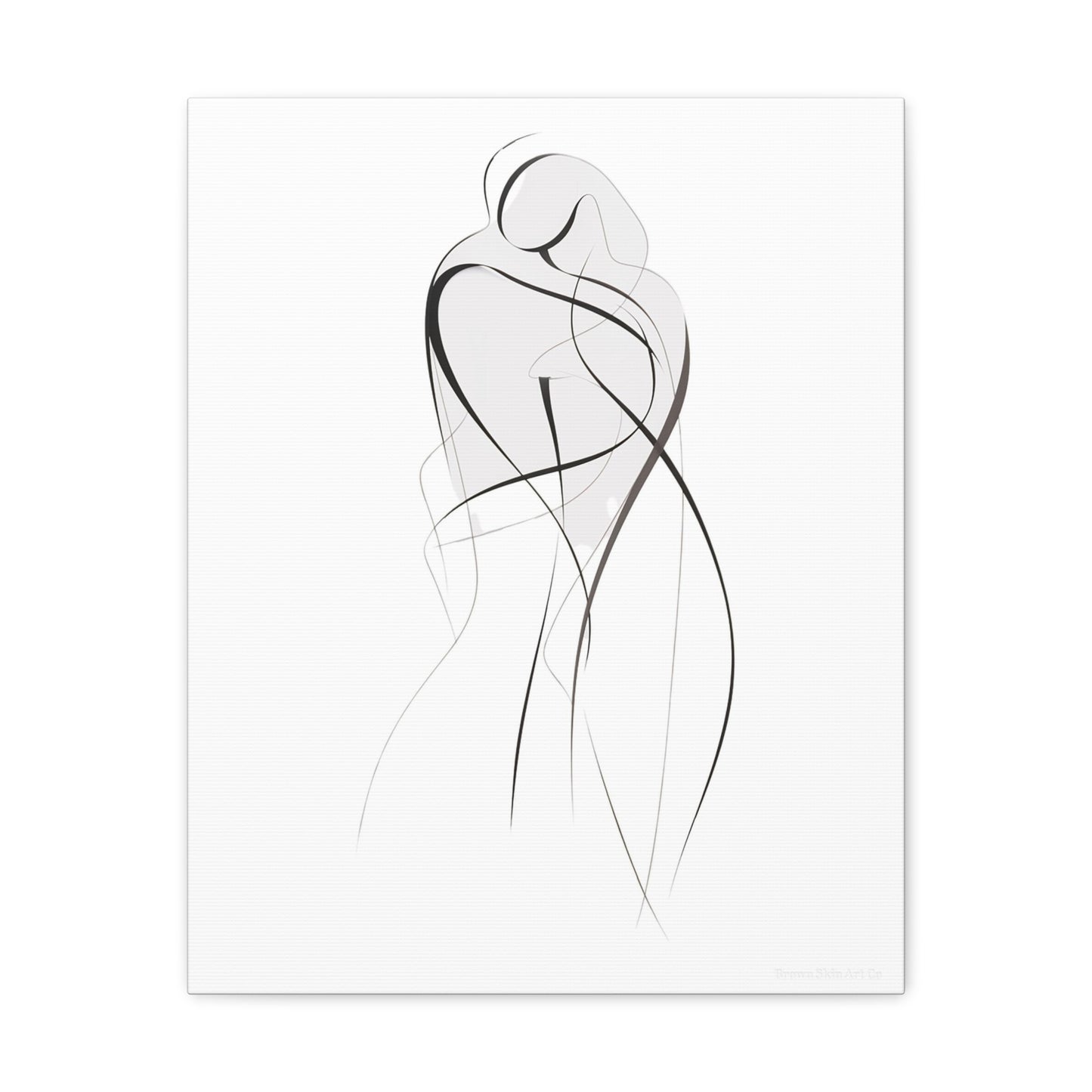 Bond of Brushstrokes - Soulmate Embrace Illustration Canvas Art