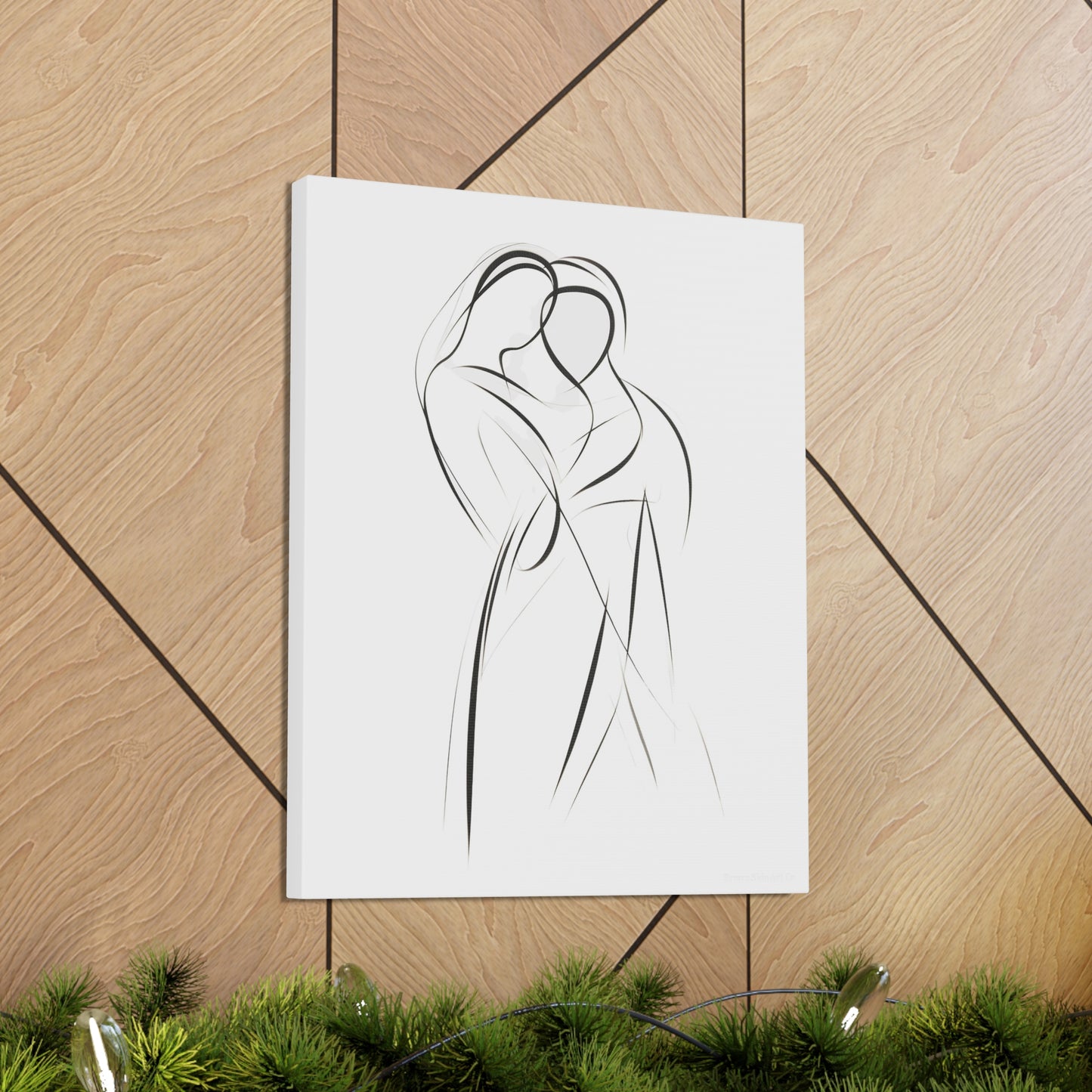 Lovers' Silhouette - Passionate Connection Drawing Canvas Piece