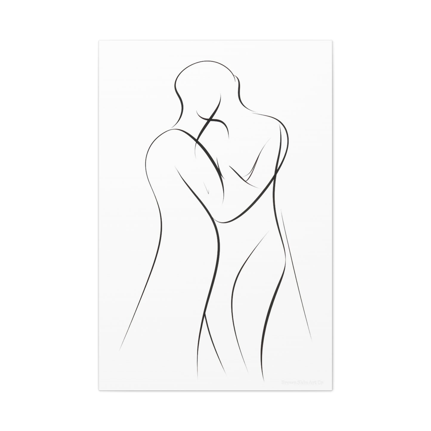 Embraced in Lines Wall Art | 20"x16" Minimalist Romantic Couple Canvas Print