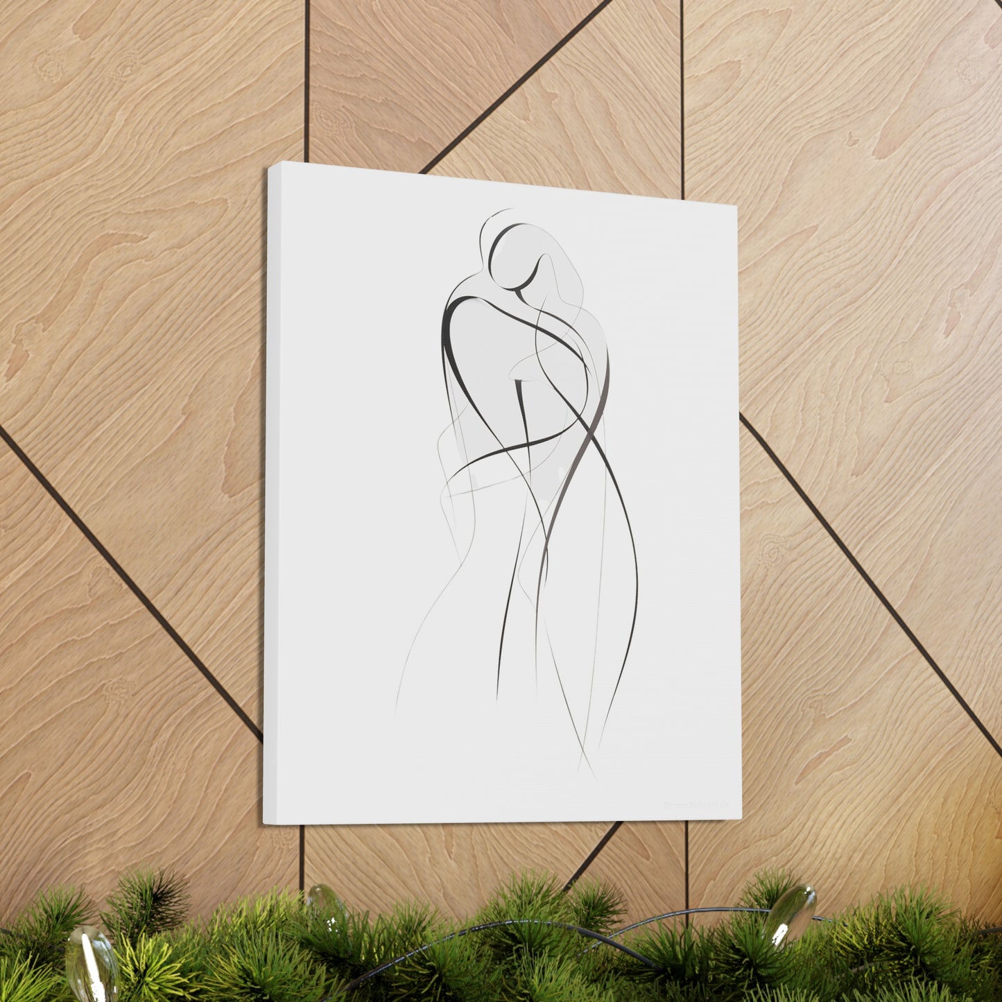 Bond of Brushstrokes - Soulmate Embrace Illustration Canvas Art