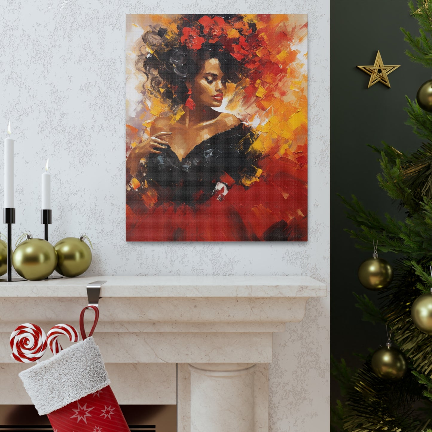 Lucia - Flamenco Vibrance in Motion Canvas Wall Art