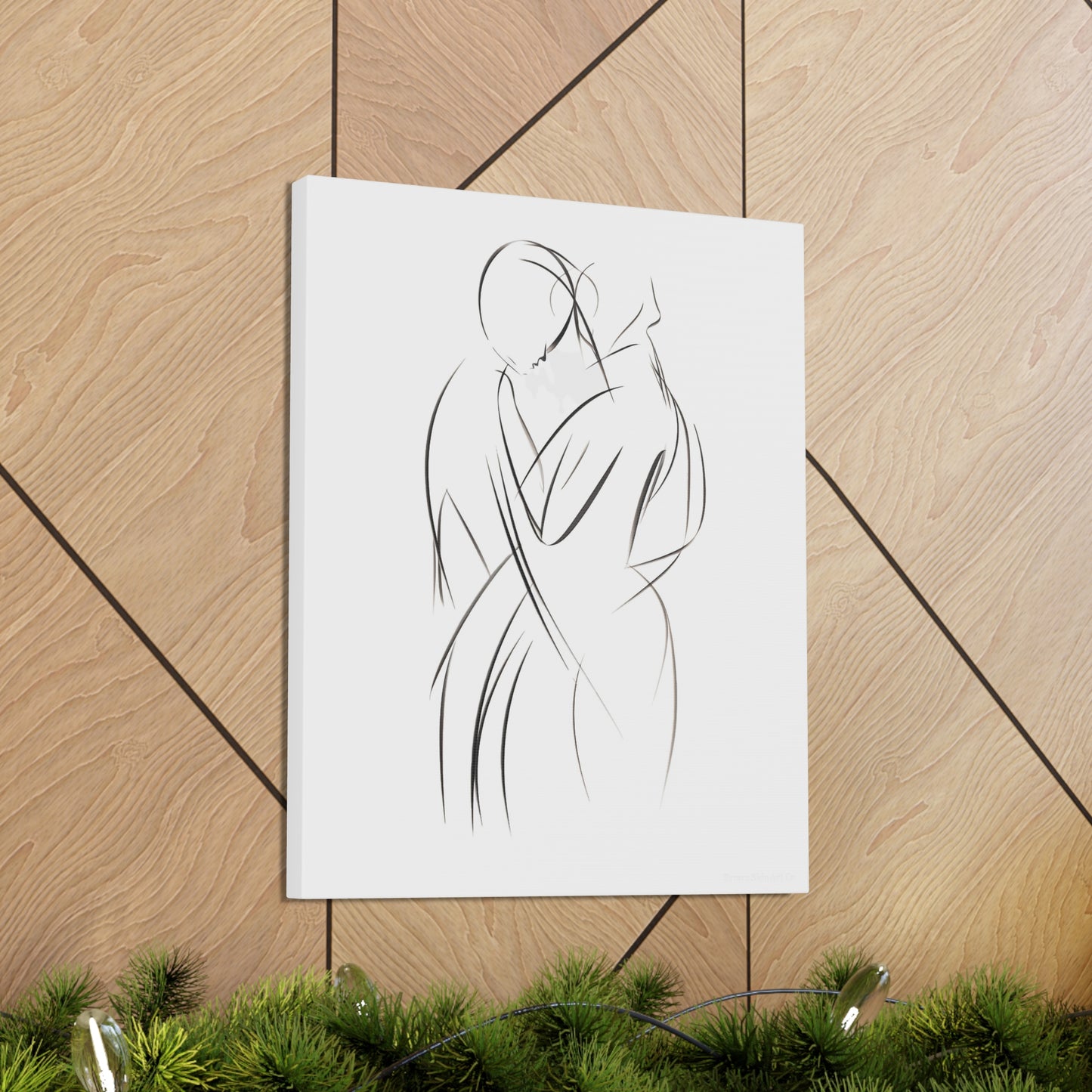 Eternal Embrace - Affectionate Contour Art Canvas Piece