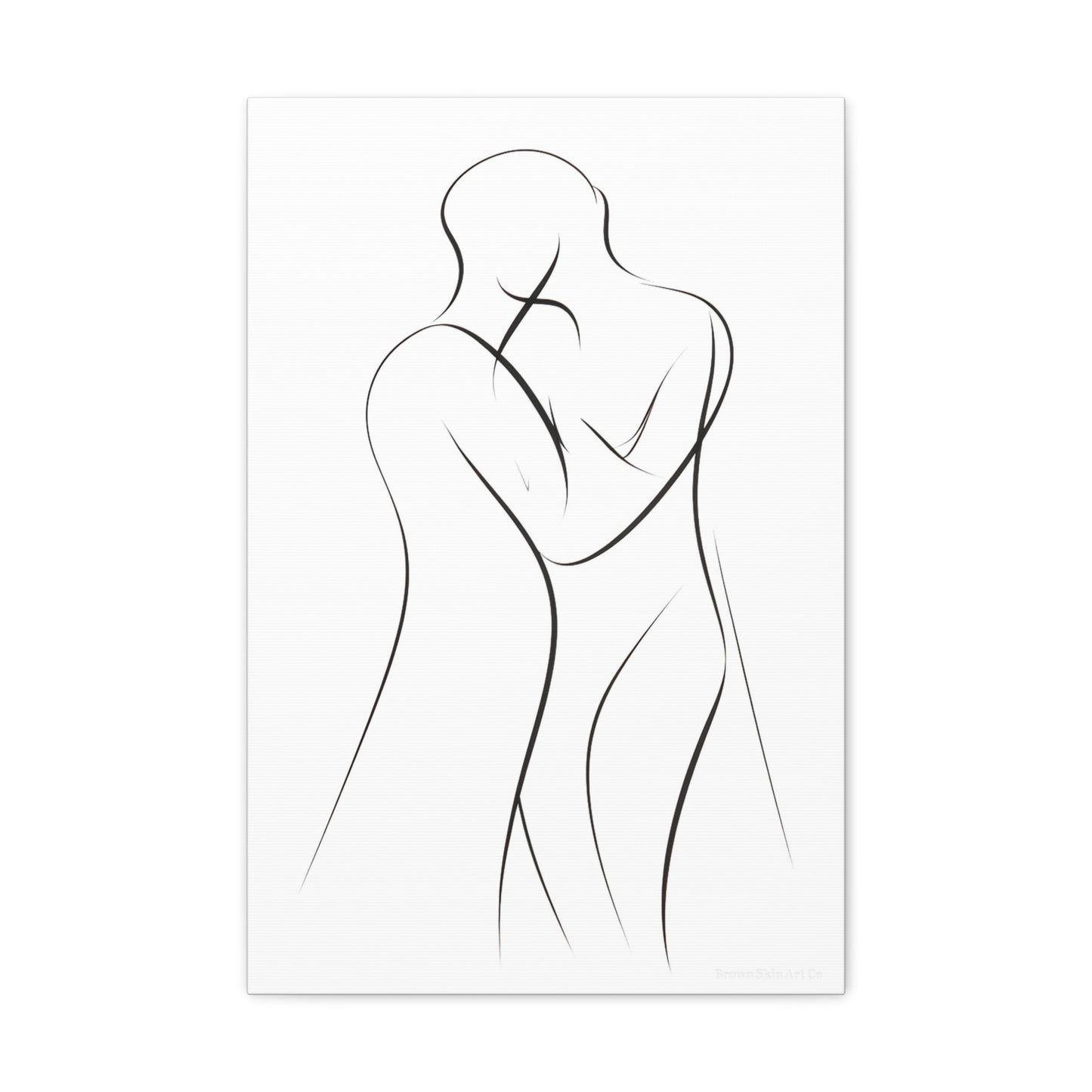 Embraced in Lines Wall Art | 20"x16" Minimalist Romantic Couple Canvas Print