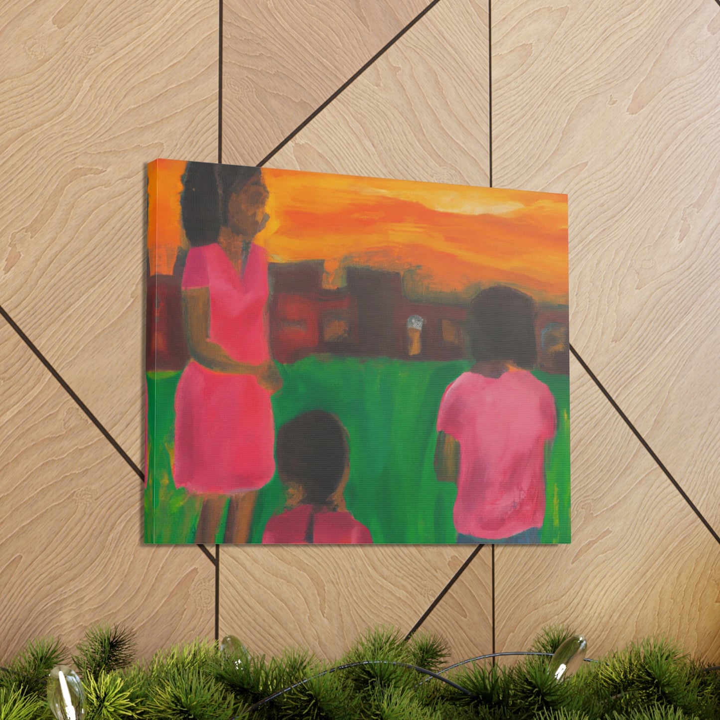 Kids in the Field - Vibrant Cultural Heritage Canvas Art