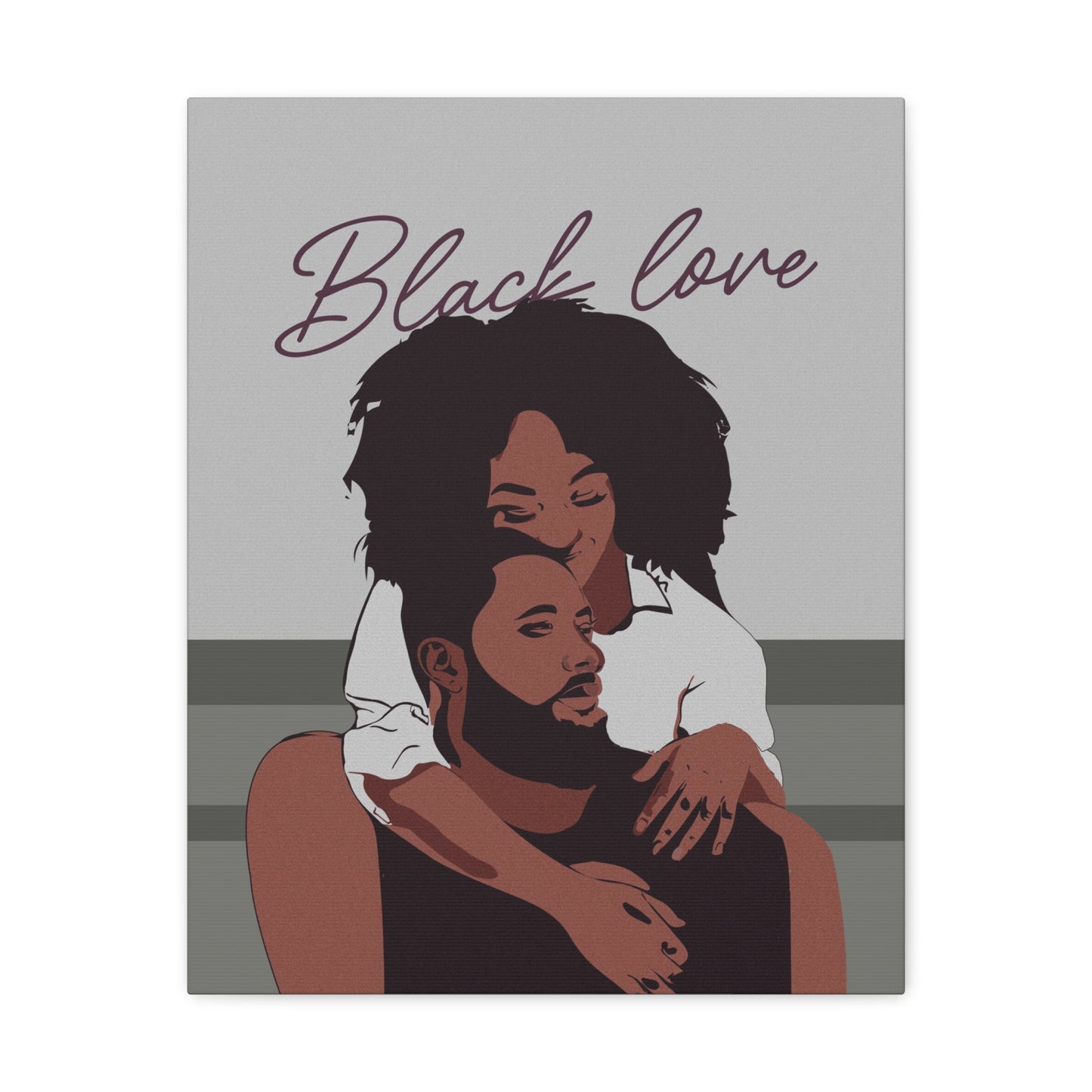 Serene Love Wall Art | 16"x20" Afrocentric Black Couple Canvas Print