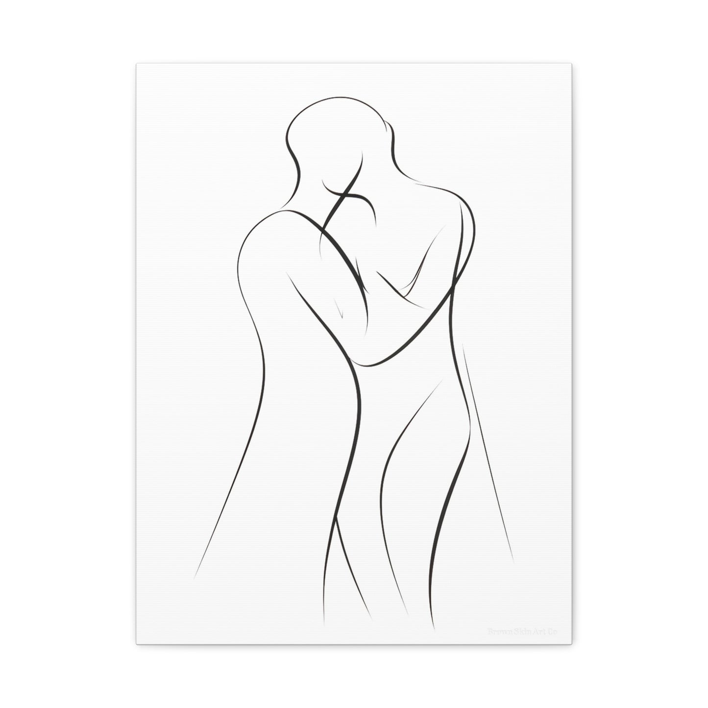 Embraced in Lines Wall Art | 20"x16" Minimalist Romantic Couple Canvas Print