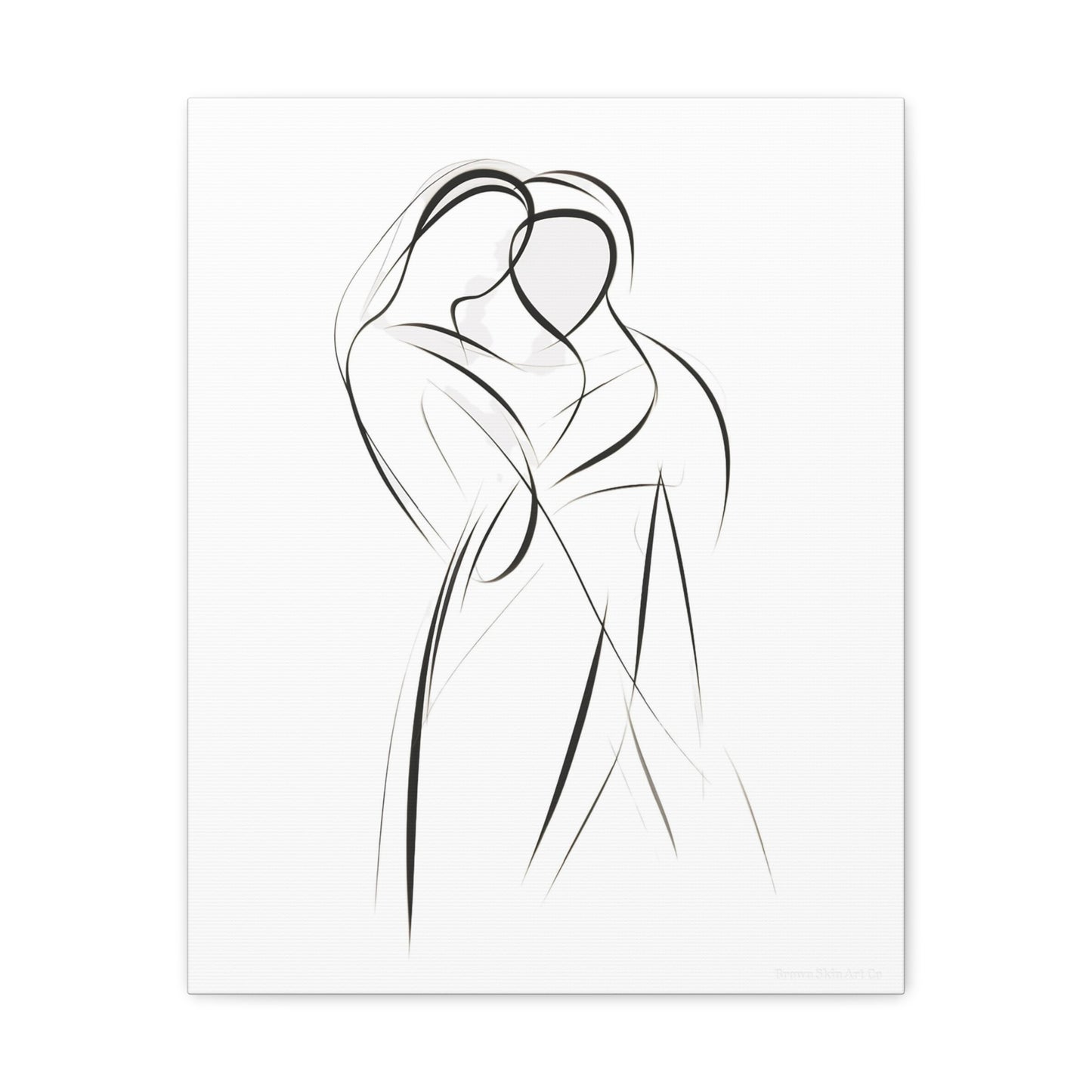 Lovers' Silhouette - Passionate Connection Drawing Canvas Piece