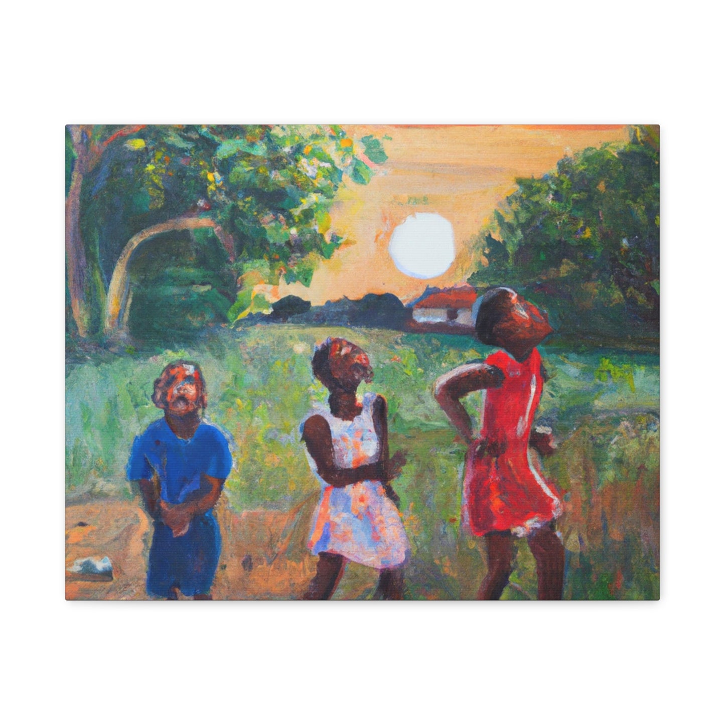 Catching Fireflies - Whimsical Childhood Scene Canvas Wall Art