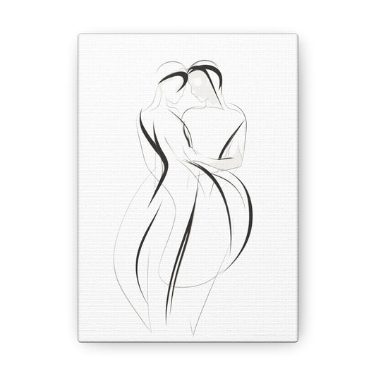 Elegant Silhouette of Affection - One Line Art for Romantic Home Decor