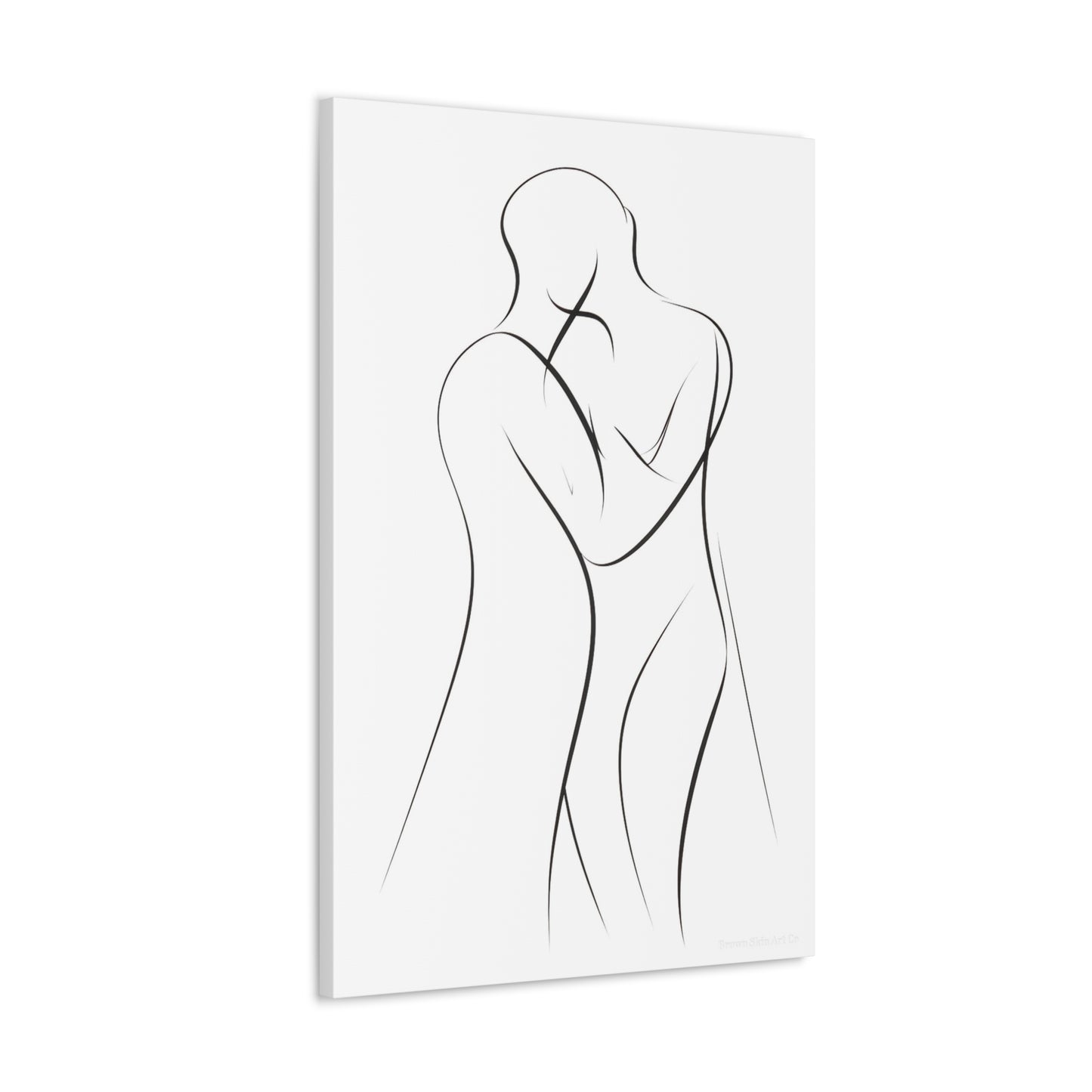 Embraced in Lines Wall Art | 20"x16" Minimalist Romantic Couple Canvas Print