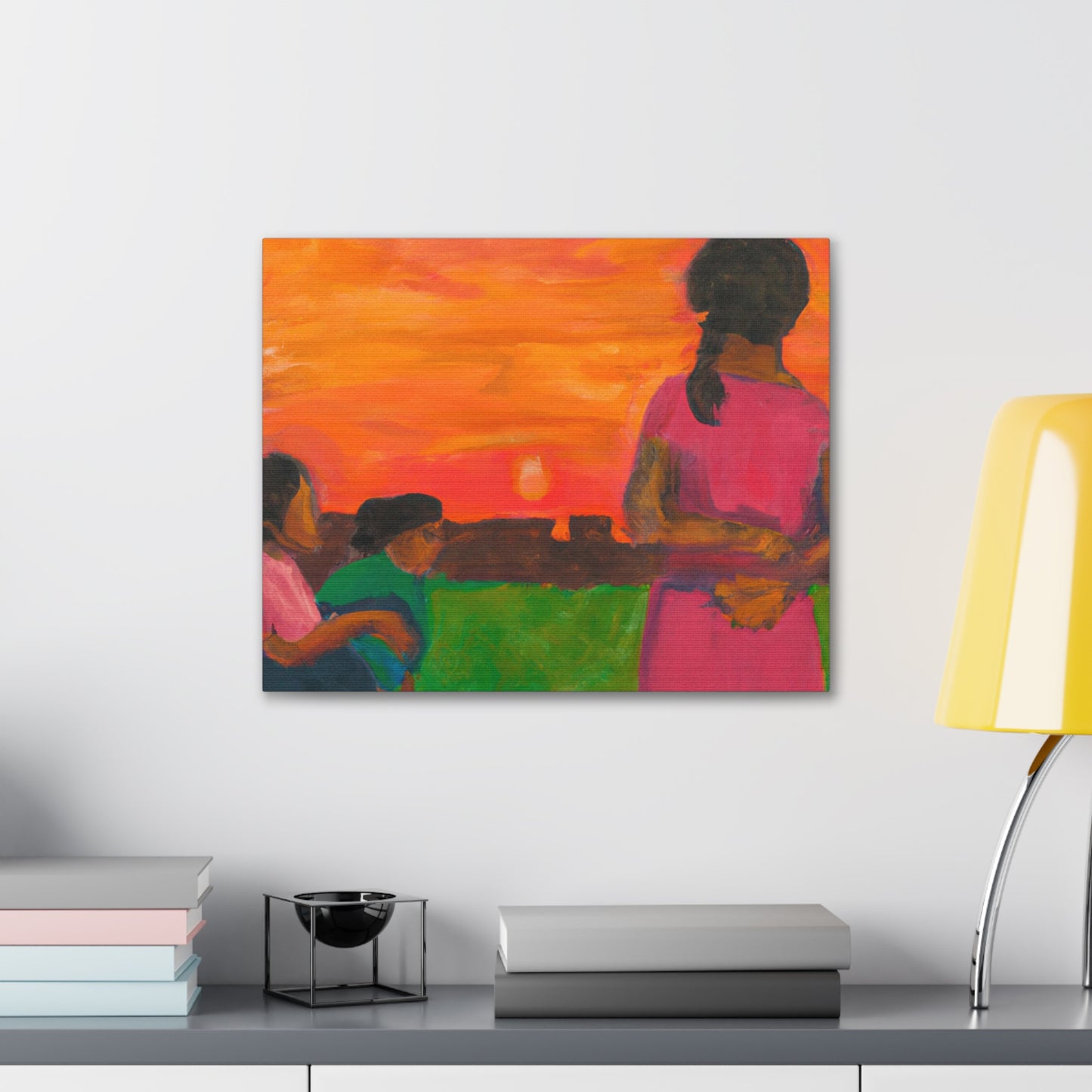 Girls Talking About Boys - Whimsical Childhood Scene Canvas Artwork