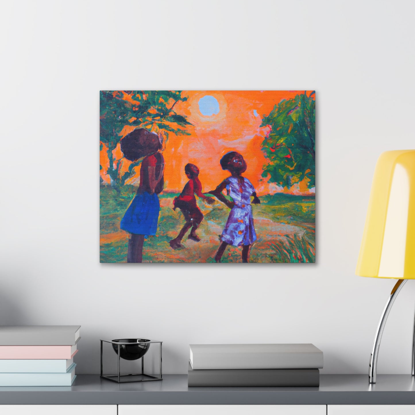 Children Playing Tag - Nostalgic Playtime Canvas Wall Art