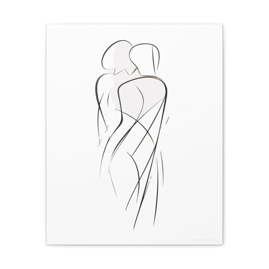 Contours of Passion - Bold Line Art for Romantic Bedroom Decor