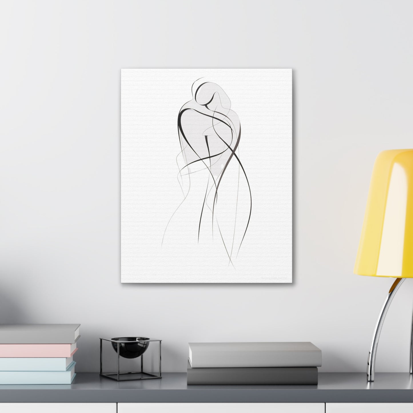 Bond of Brushstrokes - Soulmate Embrace Illustration Canvas Art