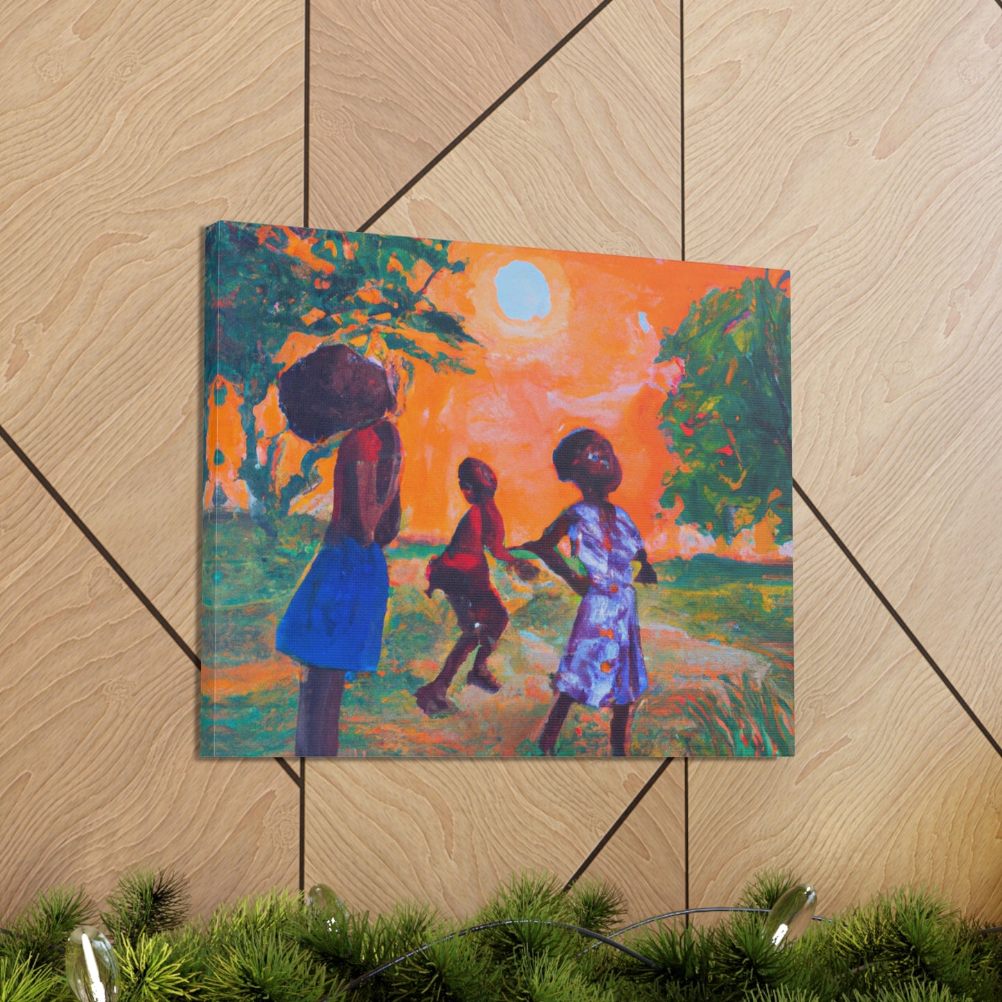 Children Playing Tag - Nostalgic Playtime Canvas Wall Art