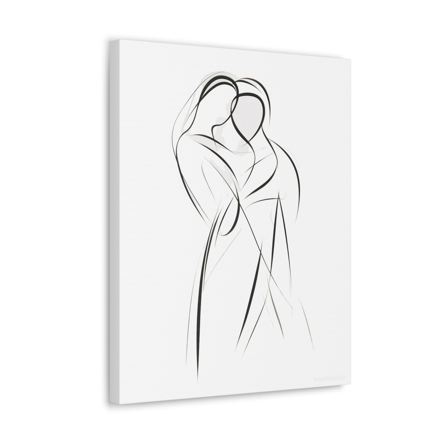 Lovers' Silhouette - Passionate Connection Drawing Canvas Piece