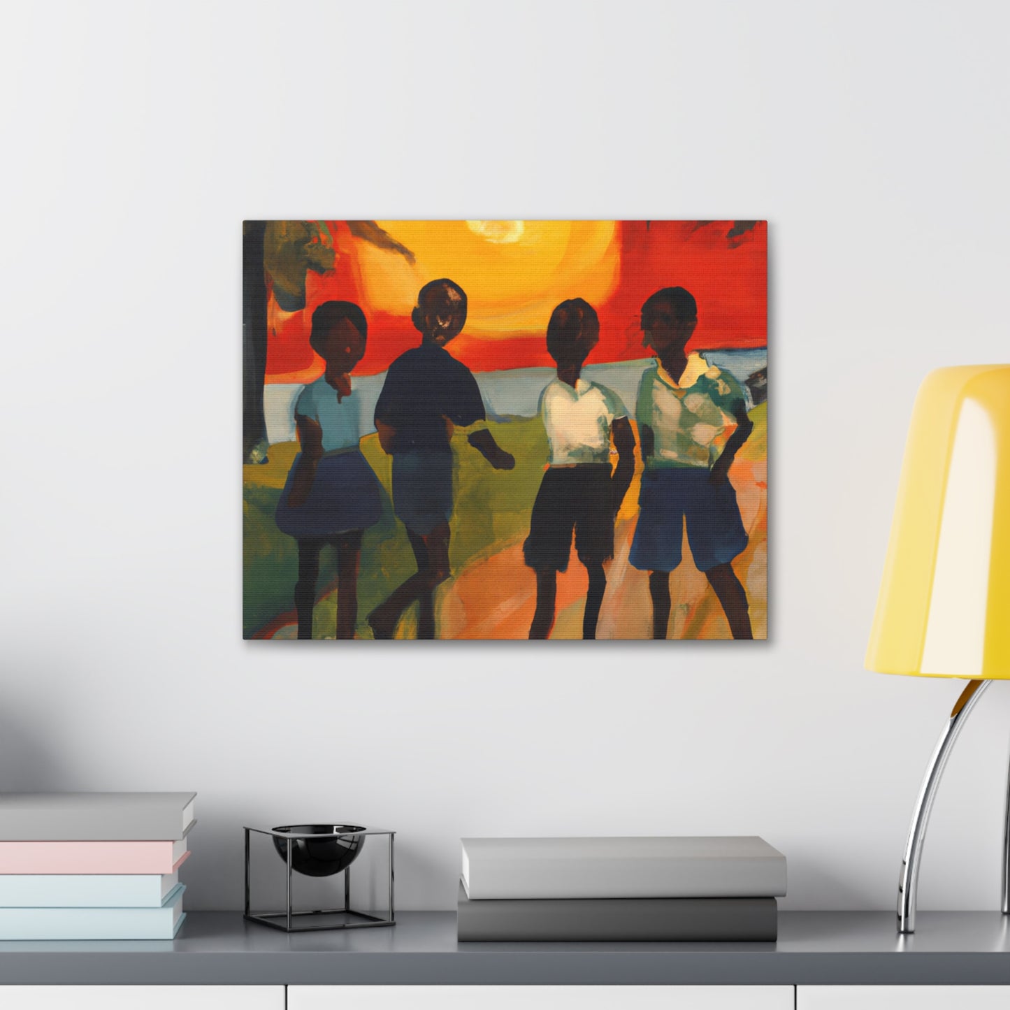 Fun Down by the Lake - Nostalgic Youthful Exuberance Canvas Wall Art