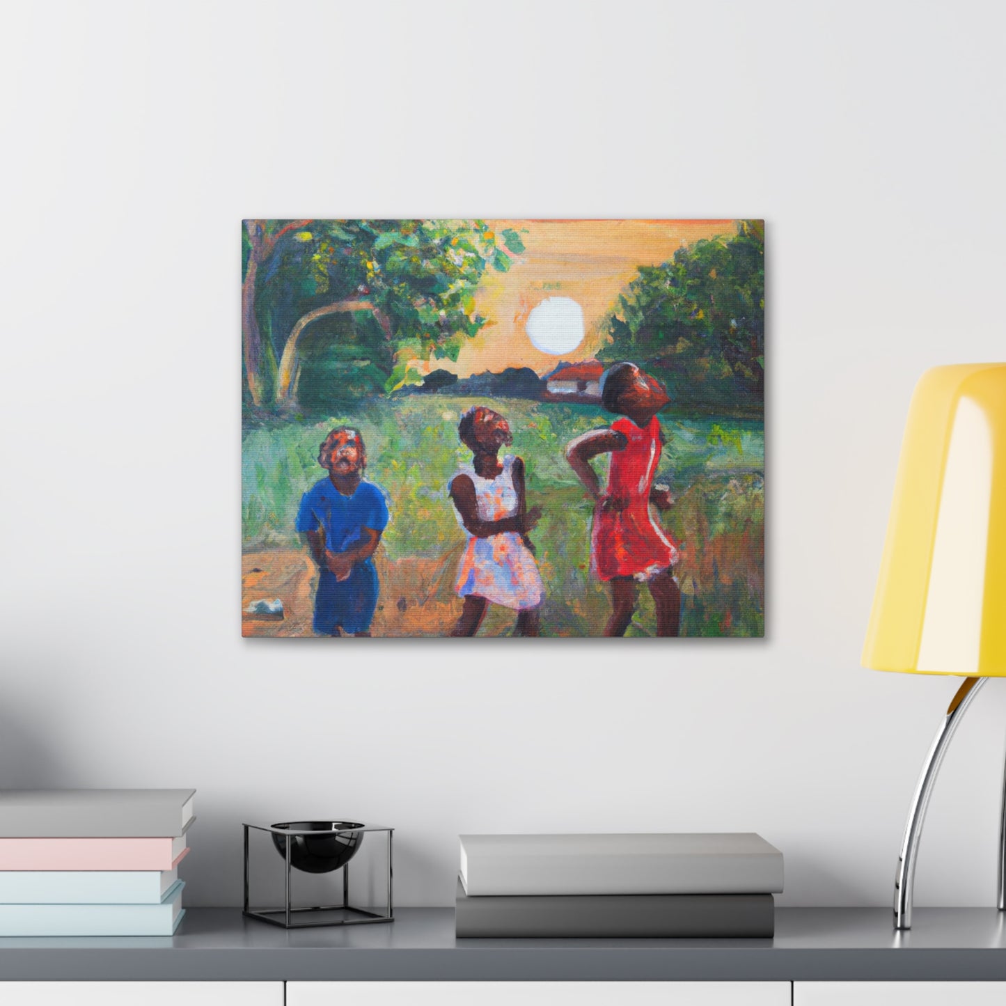 Catching Fireflies - Whimsical Childhood Scene Canvas Wall Art