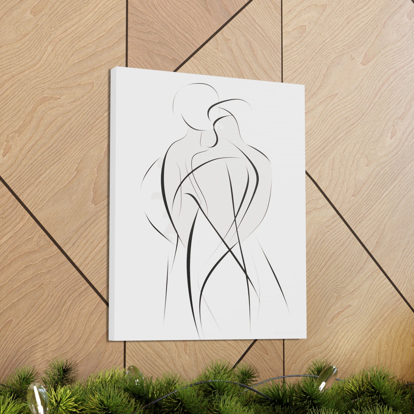 Canvas of Closeness - Tender Moment Outlines Canvas Artwork