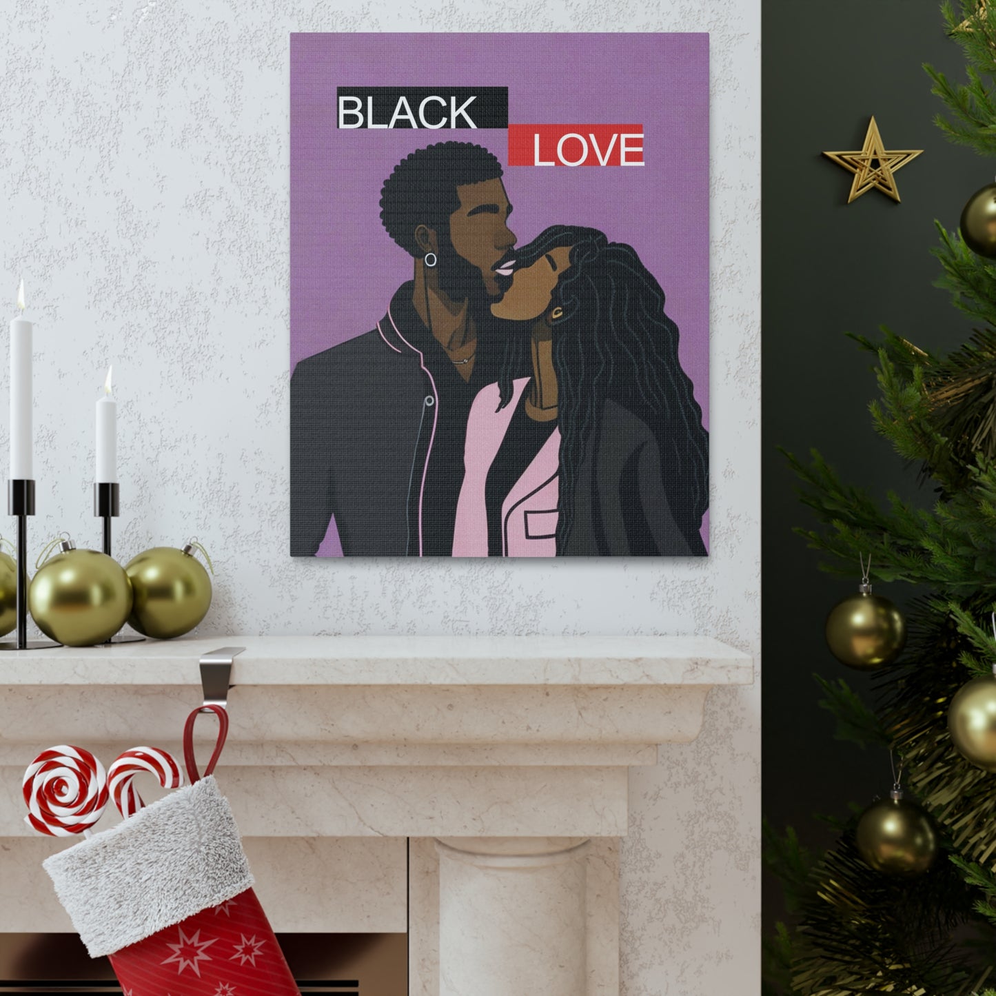 Couple's Embrace - Romantic Black Love Canvas Art for Your Home