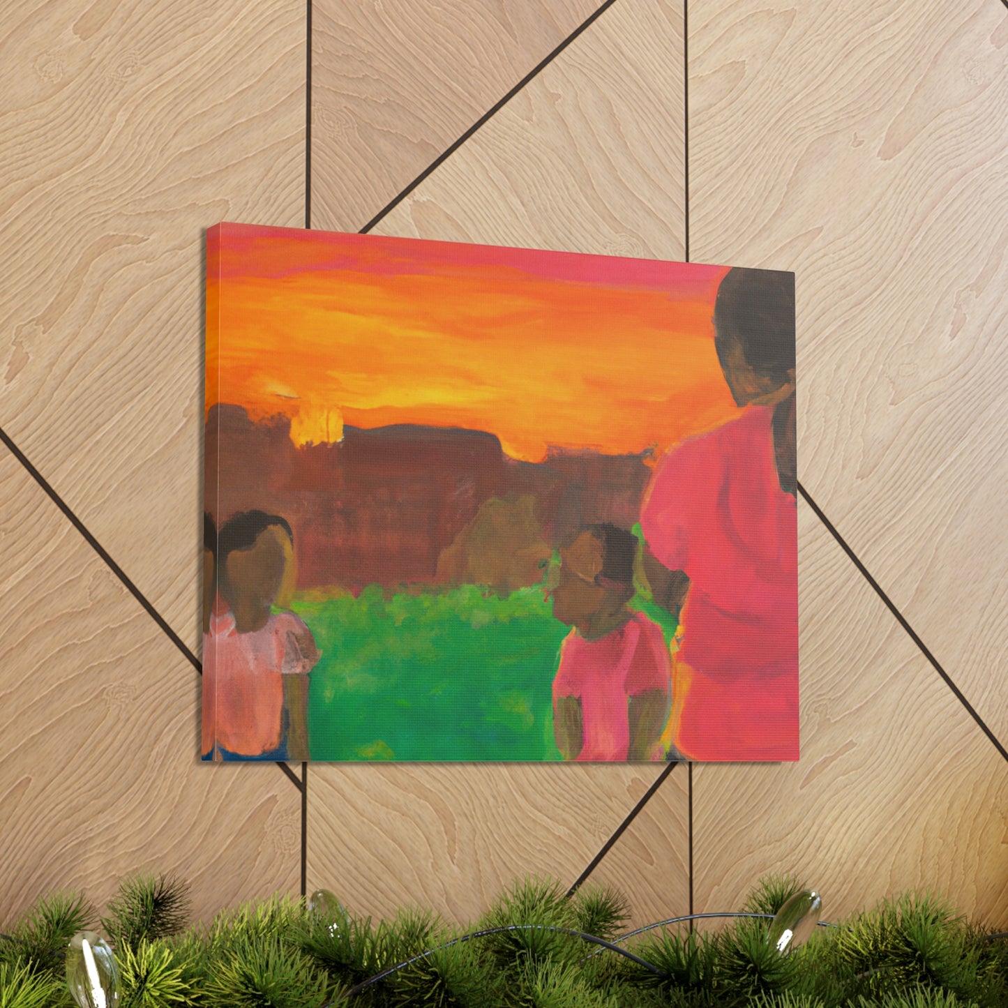 Kids Playing Hopscotch - Playful Nostalgic Canvas Wall Art