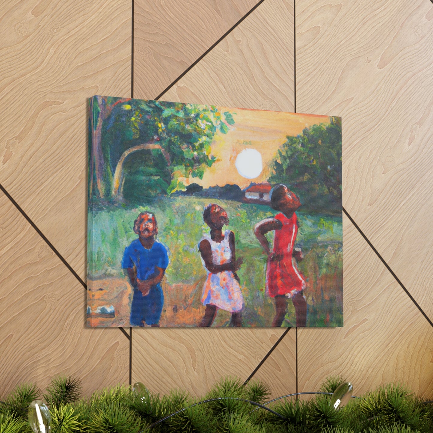 Catching Fireflies Wall Art | 20"x16" Afrocentric Children's Magic Canvas Print