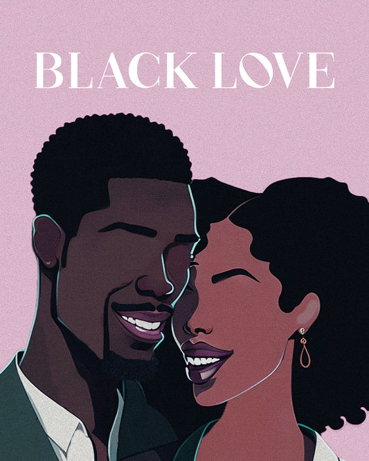 Black Love Wall Art | 16"x20" Canvas Celebrating Afrocentric Romance