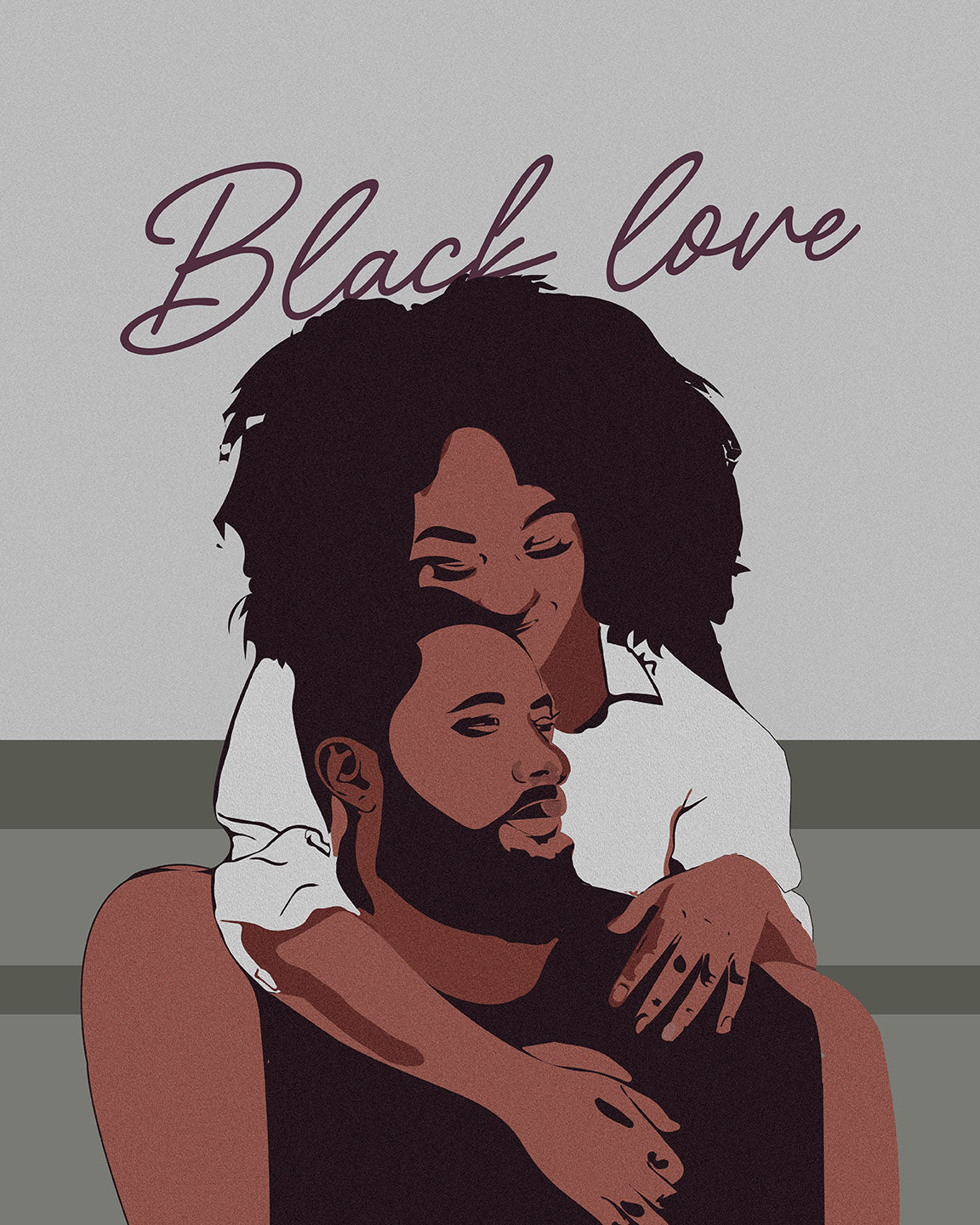 Serene Love Wall Art | 16"x20" Afrocentric Black Couple Canvas Print