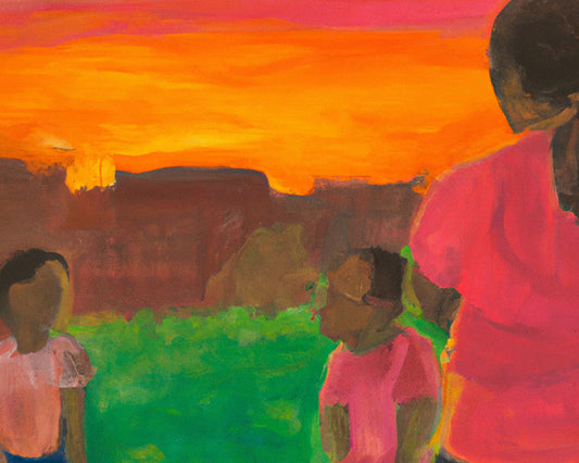 Kids Playing Hopscotch Wall Art | 20"x16" Afrocentric Children's Play Canvas Print